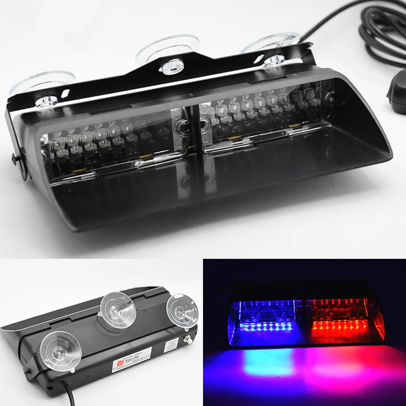 

16 LED Red/Blue Car Police Strobe Flash Light Dash Emergency 18 Flashing Light Warning Lamp White Amber Red Blue Yellow