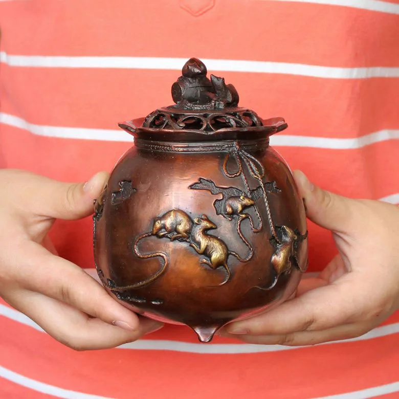 

Copper incense furnace decoration ministering purple copper incense burner home decoration crafts gift