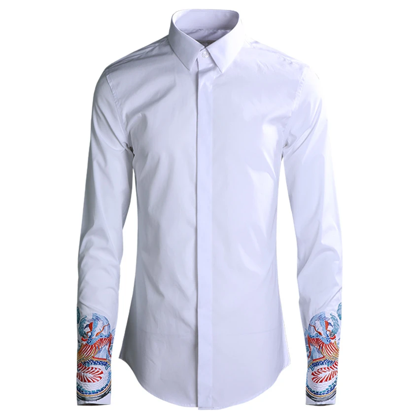 Camisa blanca con diseño para hombre Clearance