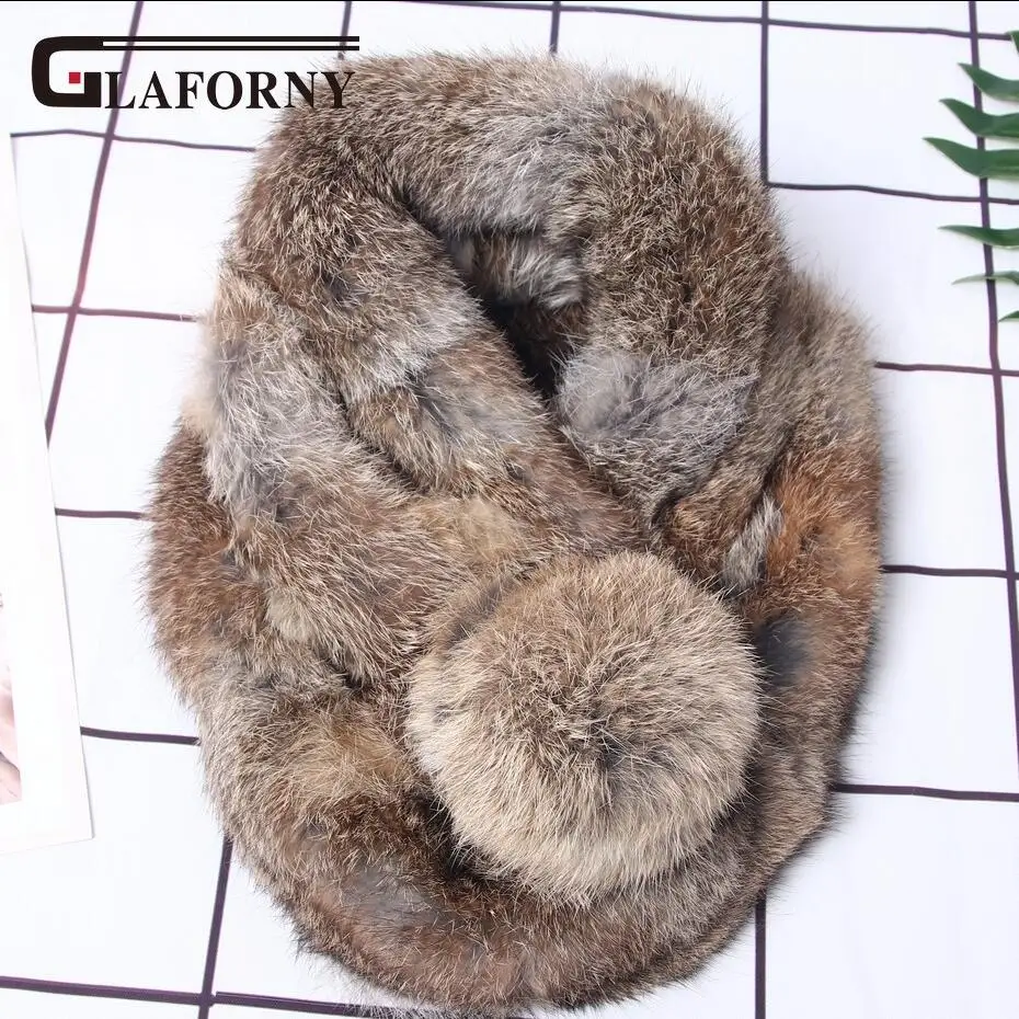 

FXFURS Fur Scarf 2019 Autumn And Winter Real fur Scarves Natural Rabbit Scarf With Ball Pele scarves cachecol bufandas mujer