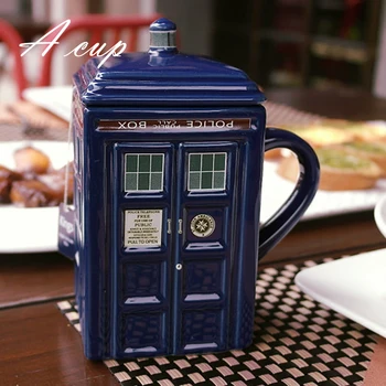 

Creative Police Box Mug Doctor Who Tardis Funny Ceramic Tea Coffee Mug Porcelain Zakka Novelty For Office Friend Gift