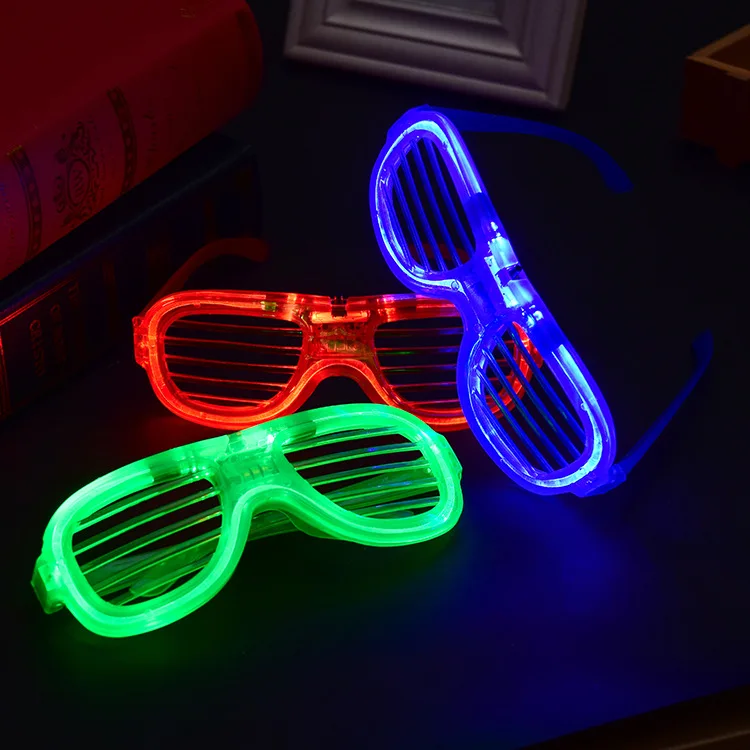 12 шт Светодиодный вечерние сувениры глаз очки со светодиодной мигалкой Rave очки для вечеринки светится в темноте светодиодный затвора щелевые затемняющие очки