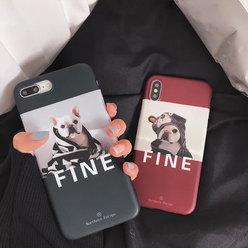

Cute Cartoon Pug Dog French Bulldog Puppy Wine Red Silicon Soft TPU Phone Case For iPhone 6 6 Puls 6S 7 8 Puls X Cases Coque