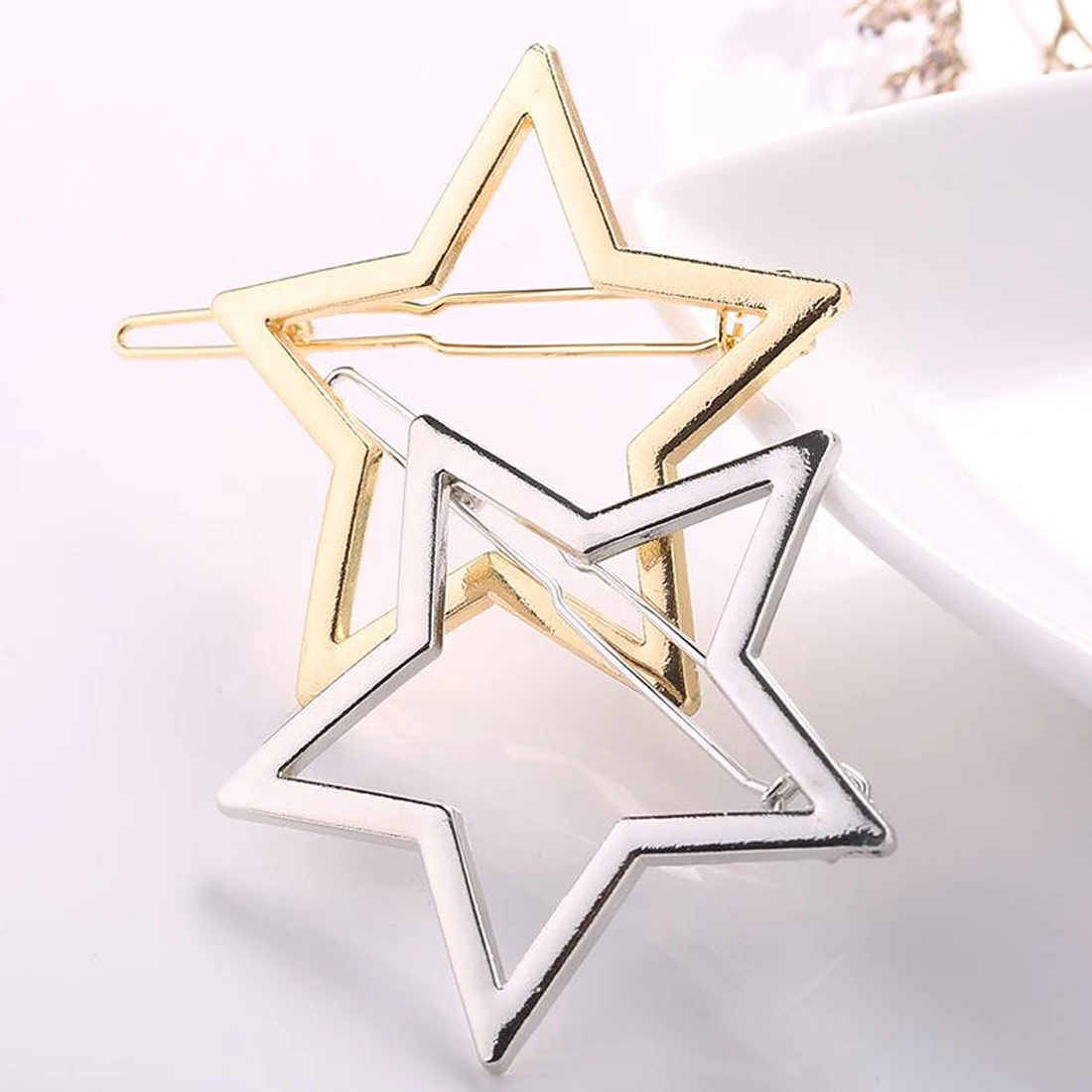 

Korea Fashion Love hearted Five-pointed star Hairpin Geometric Triangle Hairpins Women Girls Hair Styling Accessories