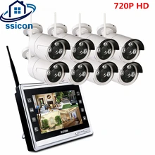 SSICON 8CH 720 P 12 дюймов ЖК-дисплей Экран Беспроводной NVR Массив ИК Водонепроницаемый WI-FI Пуля IP Камера видеонаблюдения Системы 1 ТБ HDD