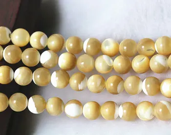 

natural yellow MOP Shell Round Beads,6mm 8mm,15 inches 1 strand
