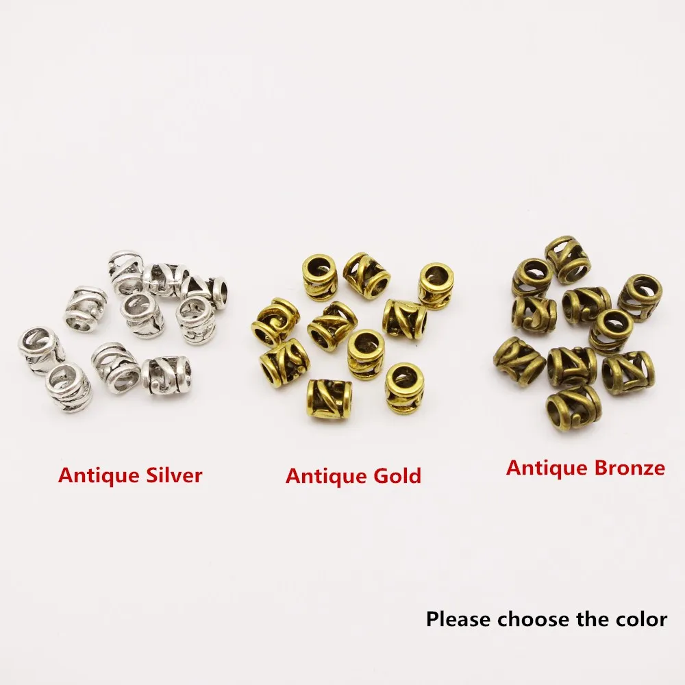 

10pcs-20pcs Antique Silver/Gold/Bronze Viking Rune hair braid dread beard dreadlock beads rings tube accessories approx 5mm hole