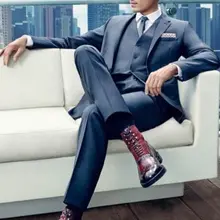 Портной итальянский стиль темно-синий Мужские костюмы для свадебного ужина красивый мужской деловой костюм 3 шт жениха смокинг пиджак для костюма