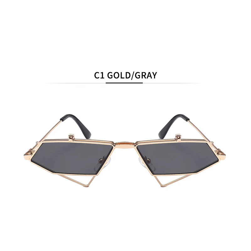 FU E металлические ретро панковские паровые солнечные очки, женские брендовые солнцезащитные очки, мужские и женские модные маленькие солнцезащитные очки с рамкой, UV400 - Цвет линз: C1