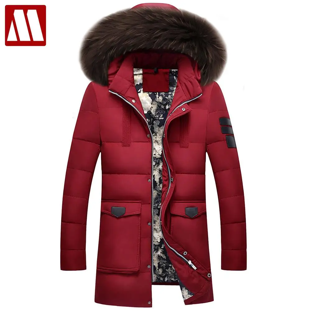 2019 Thick Warm Winter duck Down Jacket for Men Waterproof Fur Collar Parkas Hooded Coat high quality Western style Overcoat