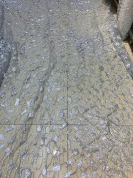 

shining glitter sequins glued embroidery african tulle mesh fabric for party dress