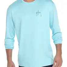 Новинка, Мужская футболка для рыбалки LS, быстросохнущая, удобная, мягкая, Солнцезащитная одежда, рубашки для рыбалки LS, футболка, США Размер, S-XXL, синий, камуфляж