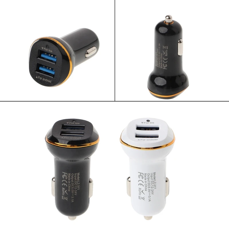5 V 3.1A المزدوج USB سريع تهمة ميناء LED سيارة مهايئ شاحن ل ذاكرة فلاش