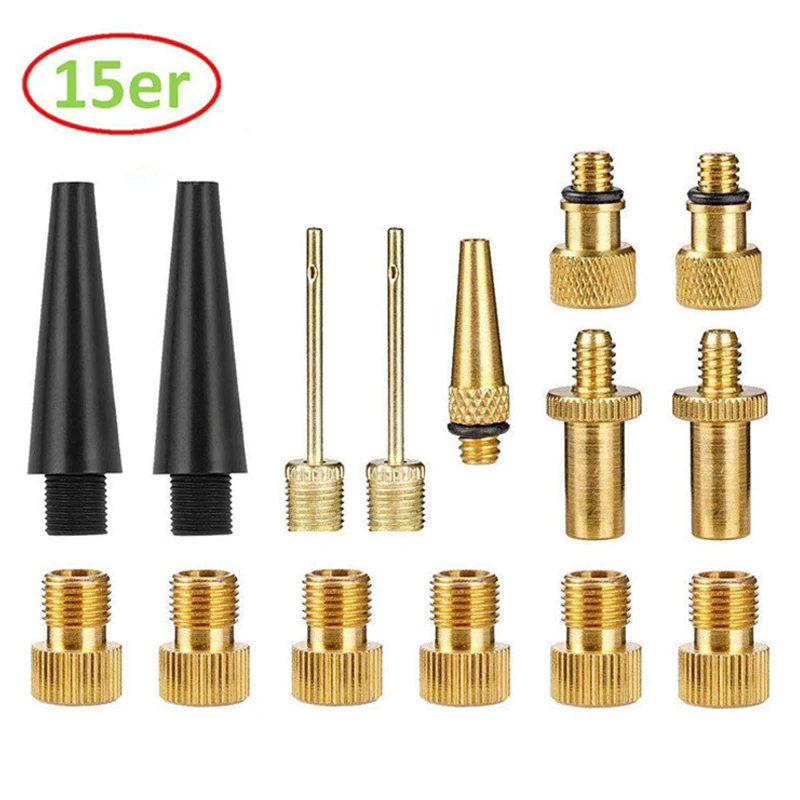 

15 pcs/lot Bicycle Pump Tube Tire Tool Basketball Pneumatic Needle Converter Bicycle Valve Adapter Pump Accessories