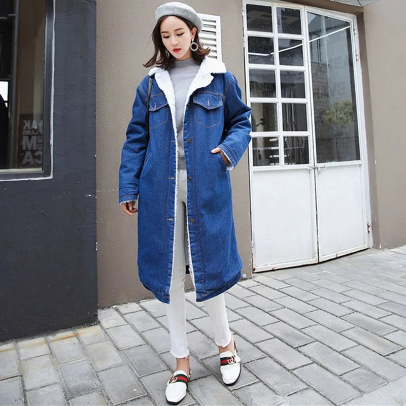 Manteau Filles Profond Outwear Base Ciel Femelle Veste Lumière Denim Femmes Doublure 2018 Automne Chaud Printemps Bleu Lâche Laine bleu pu Manteaux De Jeans qBxnS6g