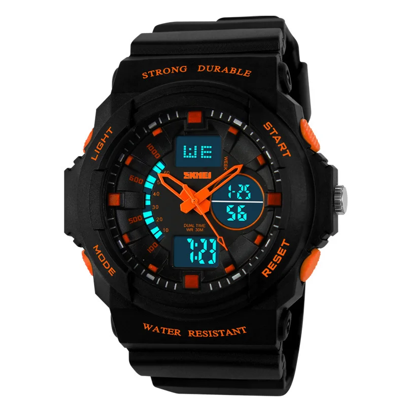 Новые детские часы Спортивные кварцевые детские цифровые часы Relojes SKMEI модные брендовые уличные кварцевые часы наручные часы для мальчиков - Цвет: 0955 men orange