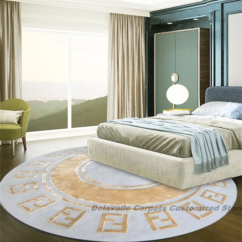 Круглый высокий и низкий волос импортная шерсть известный бренд ковер FF спальня гостиная шелковый ковер, настраиваемый размер/цвет