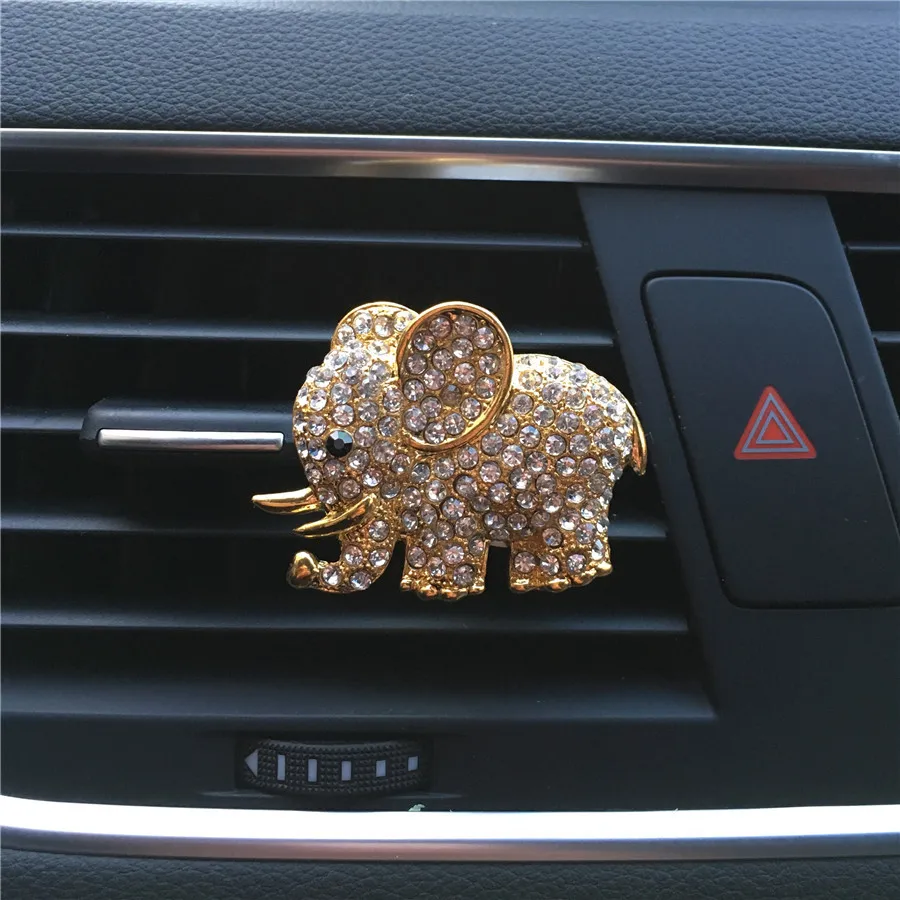 Автомобильный освежитель воздуха с кристаллами в виде слона, автомобильный парфюм, кондиционер, воздушный выход, орнамент, духи для женщин, автомобильный Стайлинг