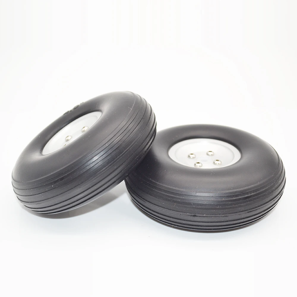 

1 pair 4 inch 101mm PU Wheel with Dia-Casting Aluminum Hub 4" for RC Airplane Model