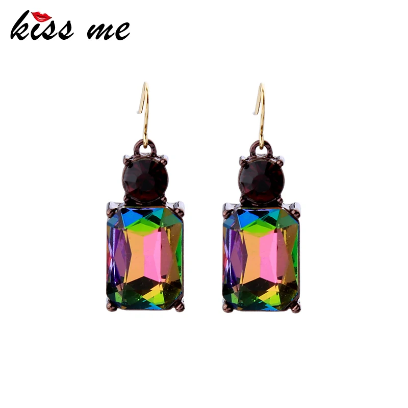 

KISS ME New Styles Women 2017 Fashion Jewelry Elegant Glass Square Earrings for Women