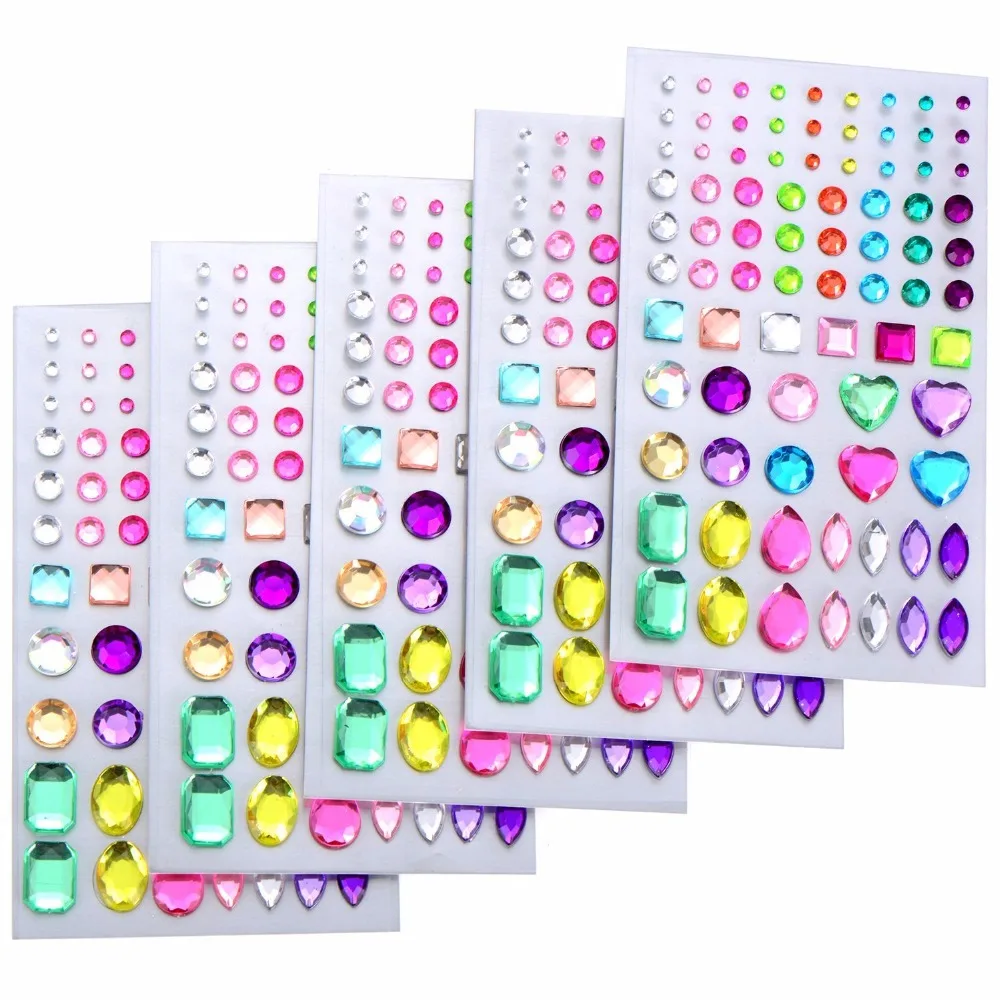 5pcs/lot Self adhesive Rhinestone Sticker Bling Craft Jewels Crystal
