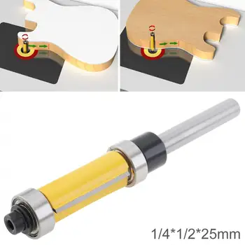 

1/4 Handle Copying Double Bearing Trimmer Woodworking Milling Cutter Trimming Knife Slotting Knife Trim Router Bits for Trimming
