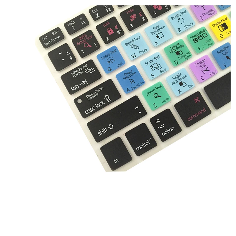 Adobe photoshop клавиатура ярлык дизайн функциональная силиконовая крышка для Macbook Pro Air 13 15 17 протектор Стикеры