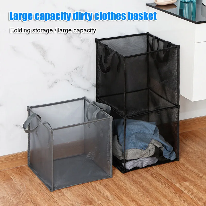 

Popped Up Collapsible Mesh Laundry Hamper Dirty Laundry Sorter Mesh Basket with Handles YU-Home