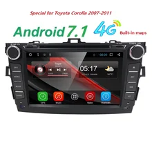 8 дюймов Android7.1 Автомобильный мультимедийный плеер для 2007-2011 Toyota Corolla емкостный сенсорный 4 ядра HD 1024*600 автомобилей dvd-плеер OBD BT