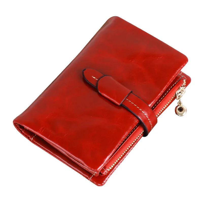 Genuine Leather Women Wallets Ladies Designer Luxury Brand Zippers Hasp 