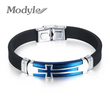 Мужские браслеты Mostyle с большим крестом, модные, новые, силиконовые, нержавеющая сталь, винтажные мужские ювелирные украшения, очаровательные аксессуары