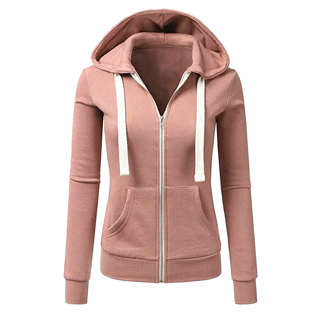 

New Basic Jacket Women Zipper Long Sleeves Patchwork Solid Color Hooded Jacket 2019 Spring Autumn Female Casual Sporty Coat
