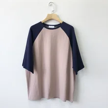 Женская летняя Лоскутная футболка негабаритных цветов Блок забавная Милая футболка футболки хлопок Harajuku Повседневная корейская мода Топы Одежда