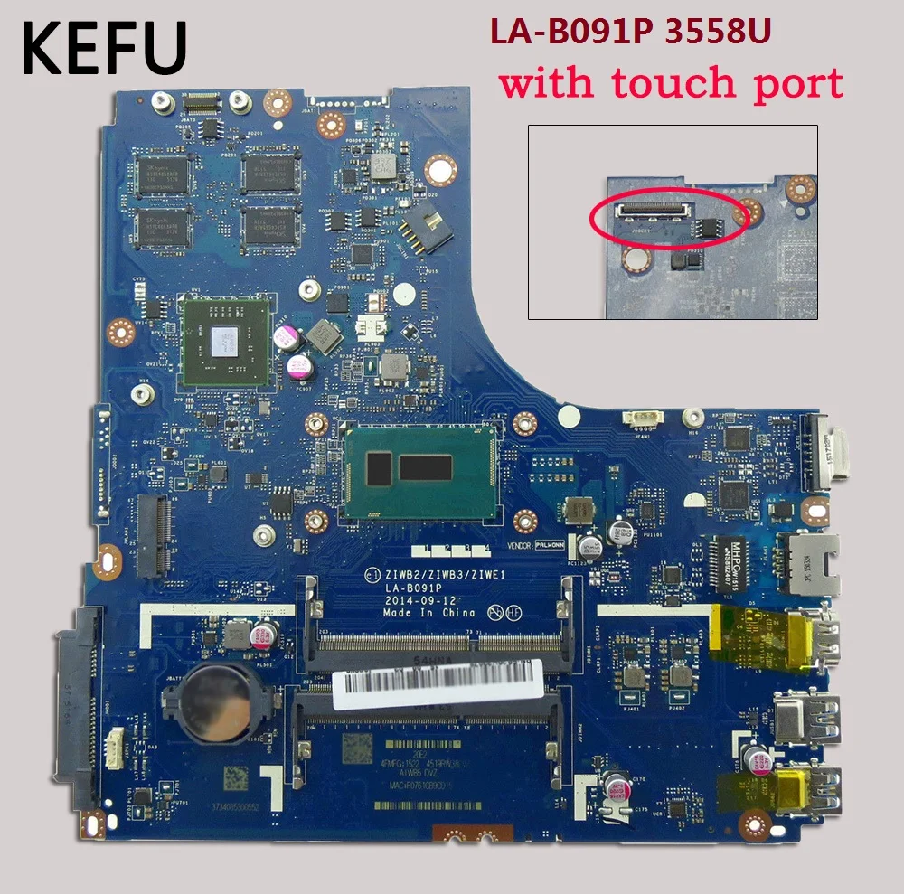 

KEFU For Lenovo B50-70 Laptop Motherboard LA-B091P with 3558U CPU DDR3L 100% Tested