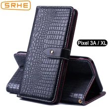 SRHE Google のピクセル 3A XL ケースカバーフリップ高級レザーシリコーンケース Google のピクセル 3AXL ピクセル 3A とマグネットホルダー(China)