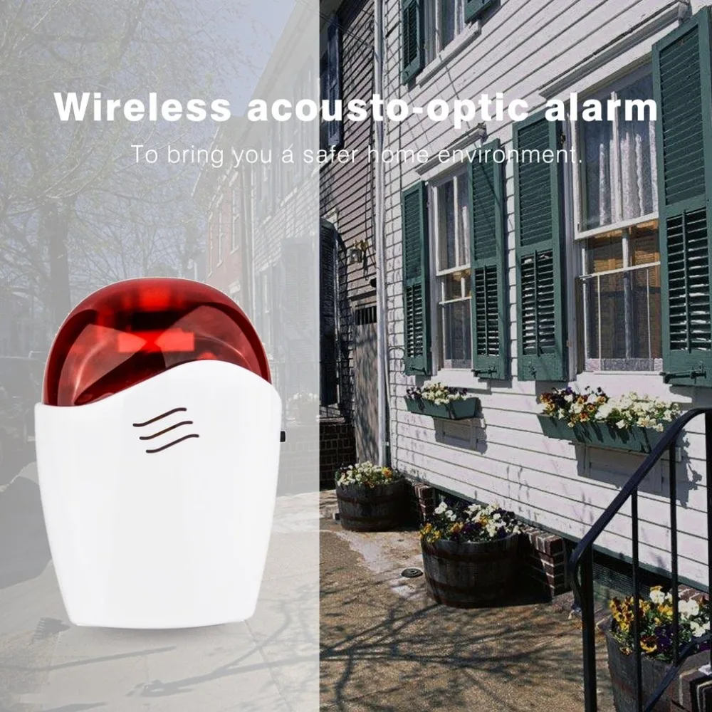 

Wireless Outdoor Flash Siren Strobe Flash Red Light 433/315MHz Sound Alarm Siren For Home Security Alarm System