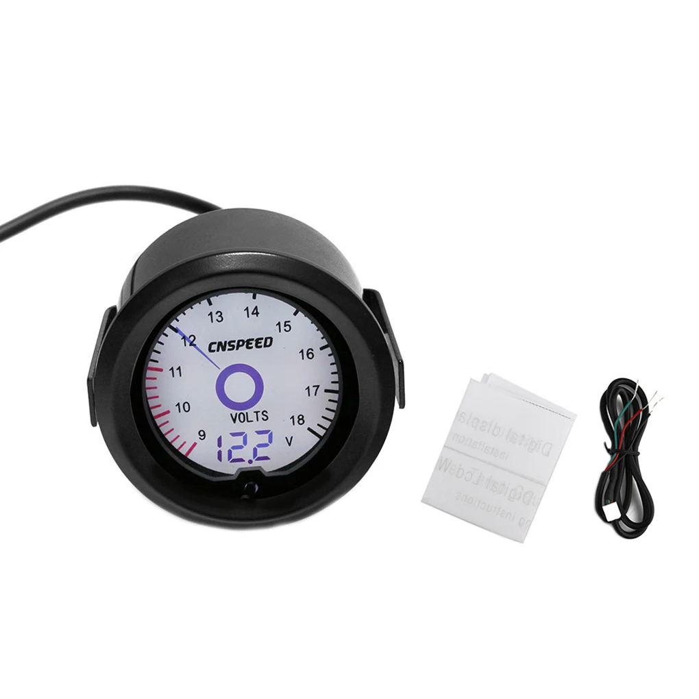 

7 Colors LCD Screen Display 12V Car Voltage Gauge 2" Round Type Voltmeter 9-12V Virtual Pointer Meter