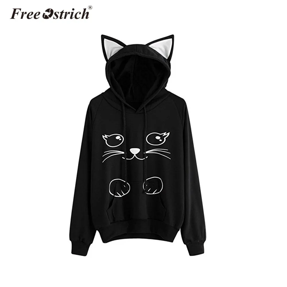 

Free Ostrich Fashion Hoodies Sweatshirt Women Winter Harajuku 2018 Black Casual Print Long Seeve Warm Pullovers