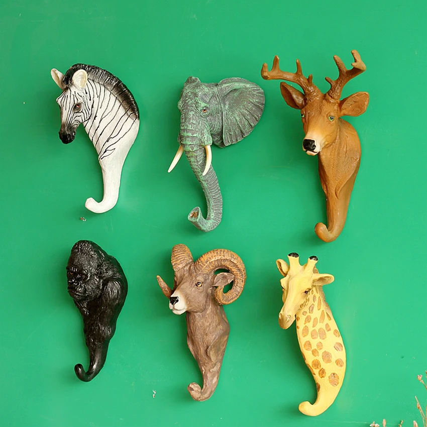 

Creative 3D Wall Hangers Decoration Animal Door Hooks Decorative Coat Resin Hooks Deer Rhino Elephant Giraffe Horse Decors