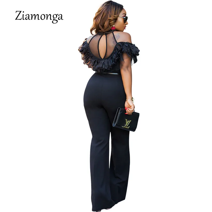 Ziamonga женский комбинезон с открытыми плечами элегантные женские комбинезоны больших размеров женские комбинезоны с оборками Женские Комбинезоны