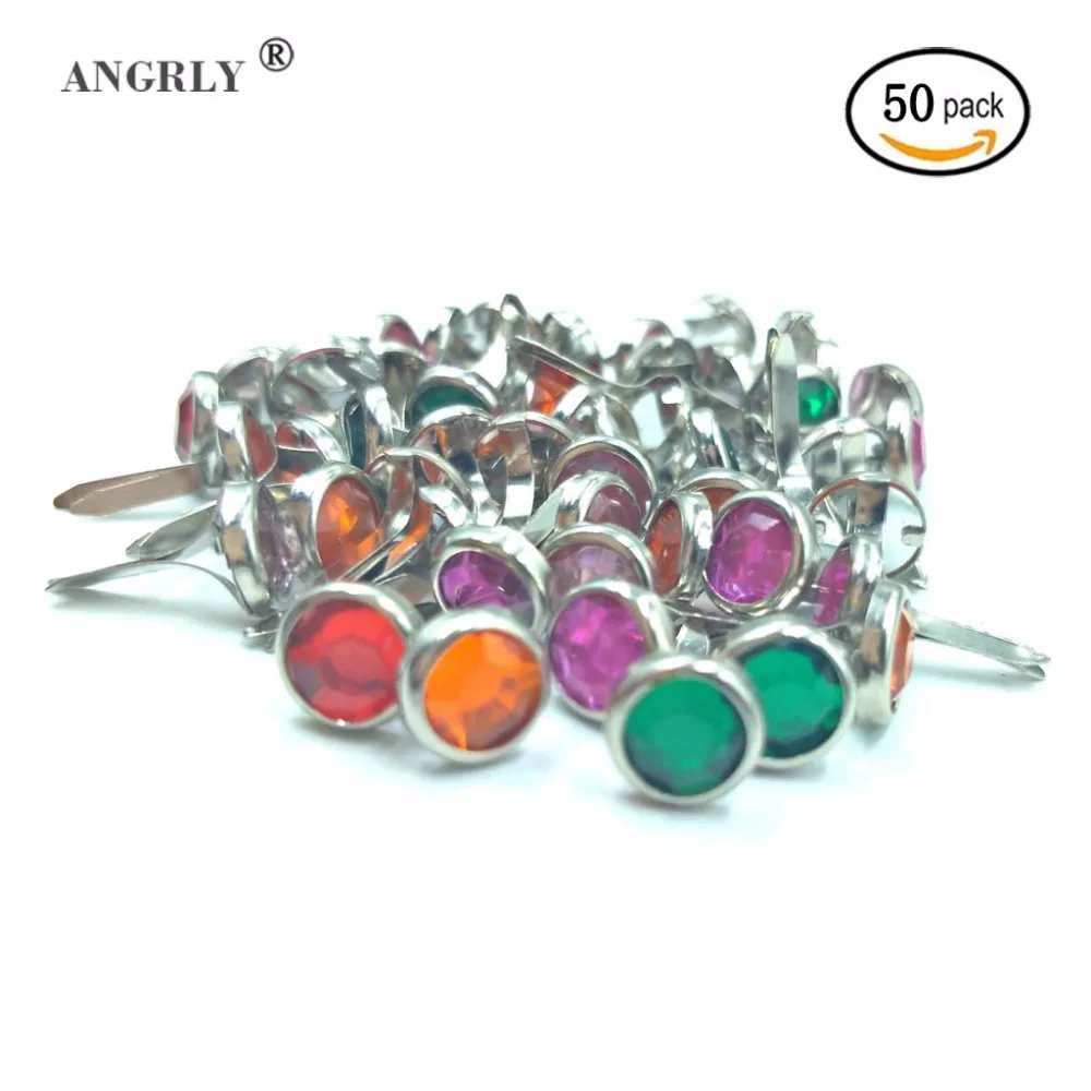 50PCs Metal Brads Scrapbooking Embellishment Round Diy Brads Decorative