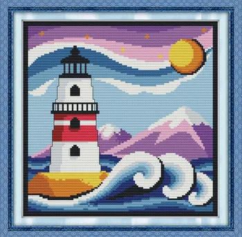 

Joy Sunday Lighthouse DMC Counted Chinese Cross Stitch Kits printed Cross-stitch set Embroidery Needlework