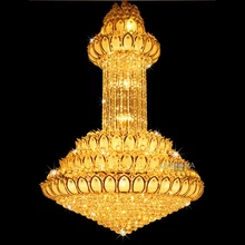Crystal Chandelier Lights Fixture American Modern Gold Lotus Flower Chandeliers Home Indoor Lighting Long Hanging Lamp LED Light modern creative spider chandeliers lights fixture white black nordic stretchable working drop light home indoor hanging lamp led