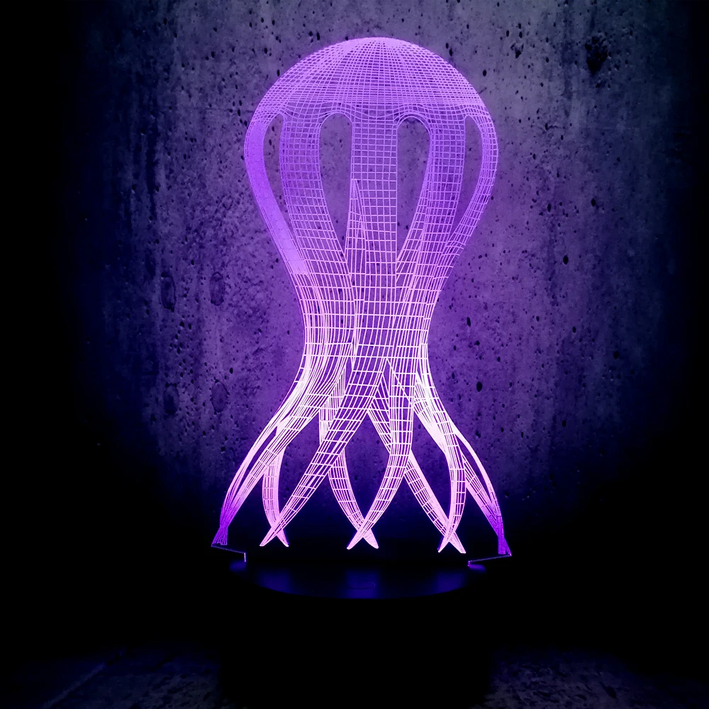 Медузы кальмары Осьминог 3D лампа Kawaii Kid ночник RGB светодиодные лампы Luminaria
