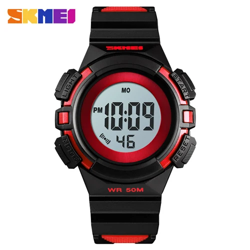 Red SKMEI новые модные уличные спортивные детские часы Роскошные водонепроницаемые для мальчиков/девочек светодиодный цифровой электронный детские резиновые ручные часы Montre Enfant - Цвет: Red