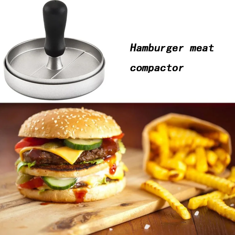 1 Set Round Shape Hamburger Press Aluminum Alloy 11 cm Hamburger Meat