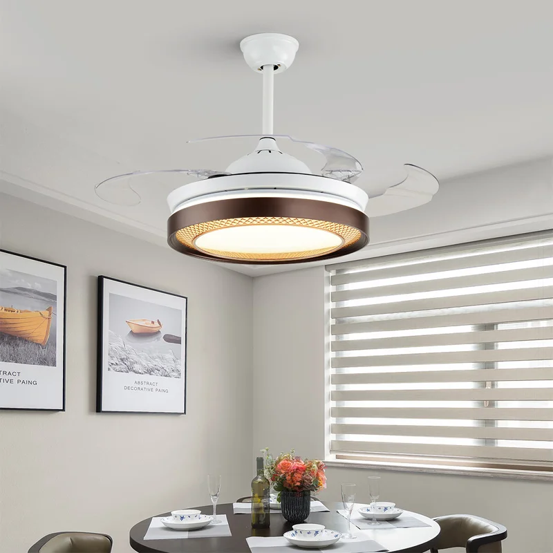 Led Hidden Invisible Iron Abs Acryl Remote Control Ceiling Fan 72w