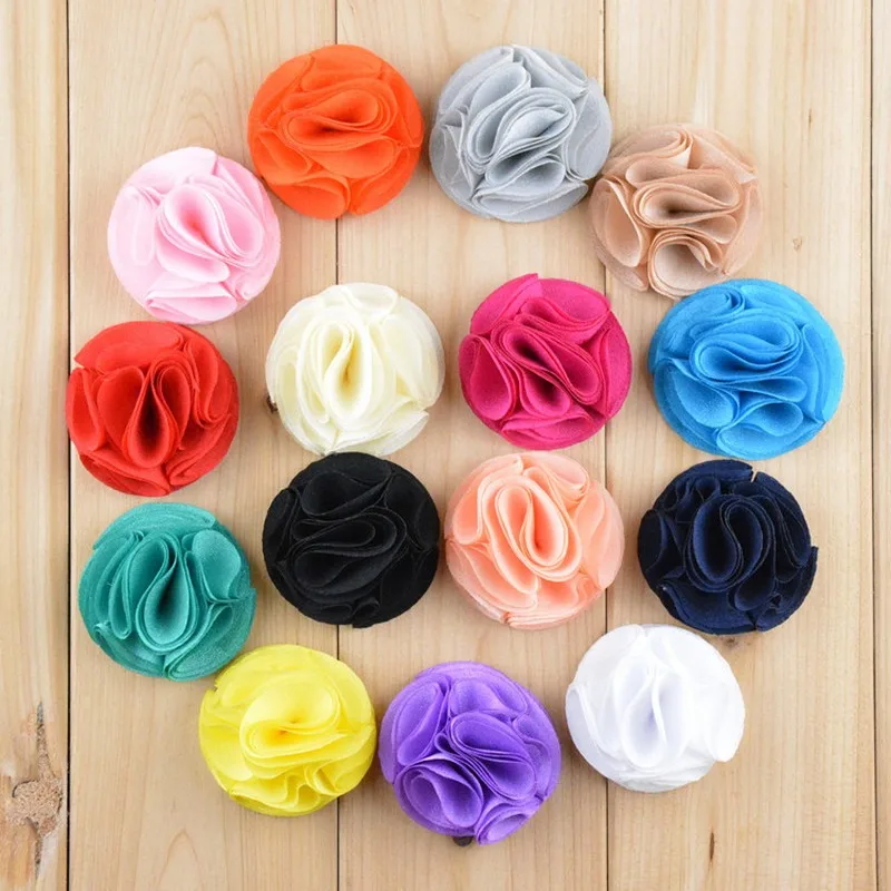 

30pcs/Lot 5.5CM 15Colors Multilayers Fabric Chiffon Flowers DIY Baby Girl Headband Accessory Applique Patch for Dress Shoes Deco