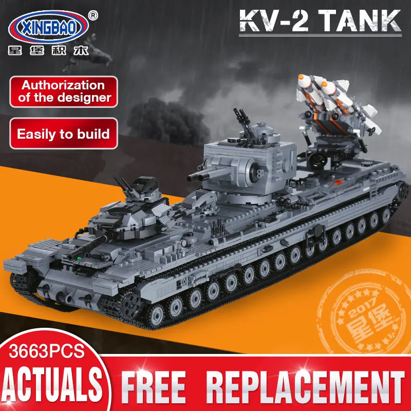 

XingBao 06006 Creative Military the KV-2 Tank Set compatible LEGOINGs MOC Building Blocks Bricks Toy for Children Education