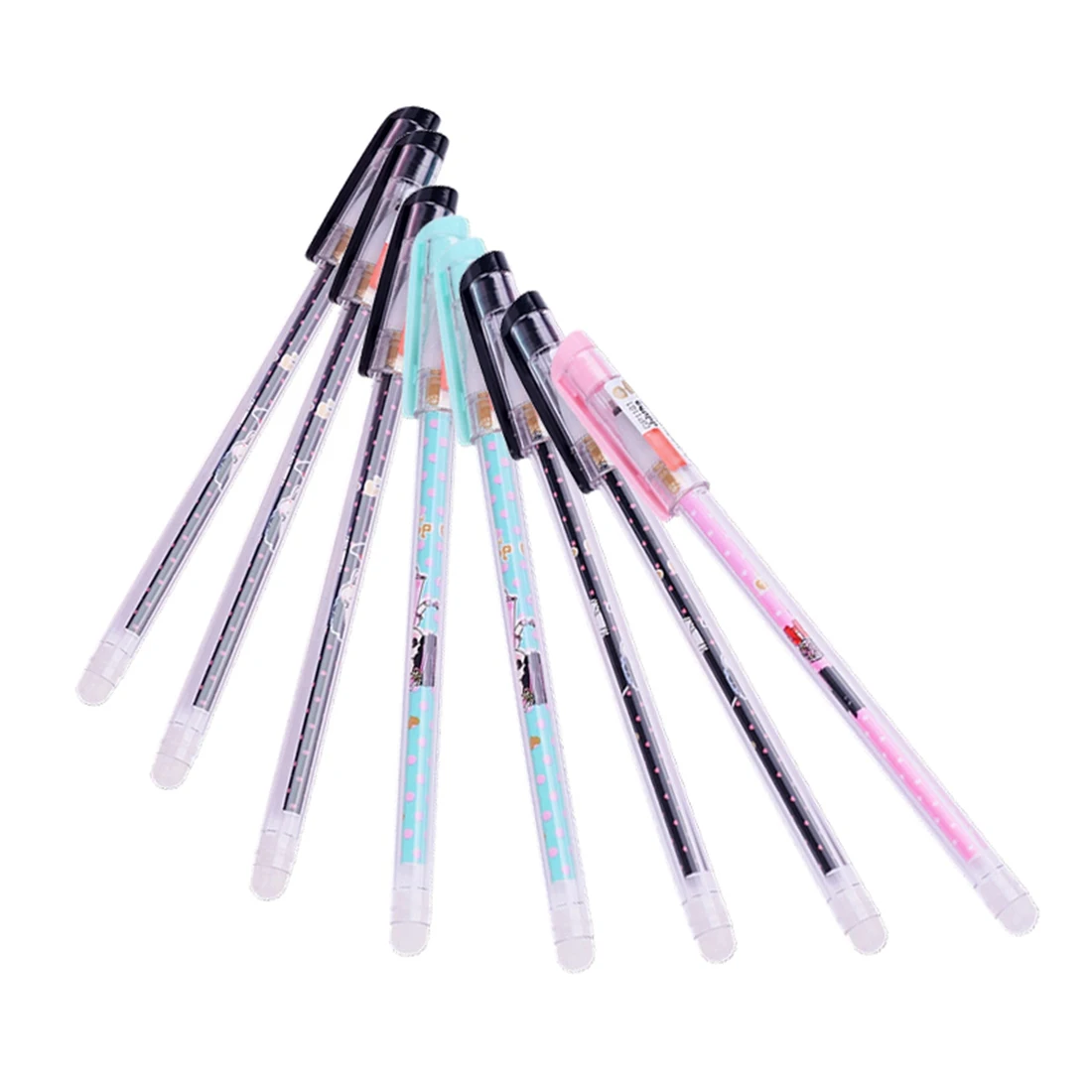 

12pcs creative cartoon wave kawaii neutral pens cute girl 0.38mm school supplies office stationery erasable gel pen Refill col
